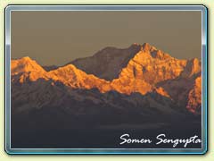 Mt. Kanchendzonga (zoomed view) at sunrise as seen from Darjeeling, Bengal