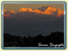 Kanchendzonga range at sunrise as seen from Darjeeling, Bengal