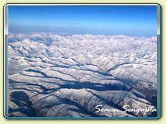 Aerial view of Himalayas on the way to leh