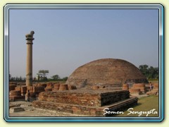 Buddisht stupa & Ashoka pillar, Baishali, Bihar