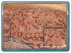 Terracotta works on walls of a temple at Ukcharan, Birbhum