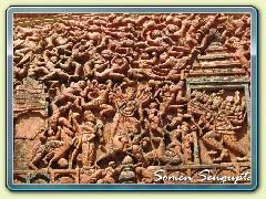 Terracotta works on the walls of temple at Hadal Narayanpur