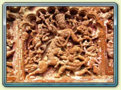 Durga on the wall of Guptipara Ramchandra temple, Hooghly