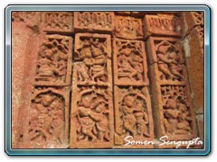 Terracotta works on walls of temple at Ghurisa, Birbhum