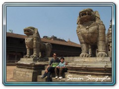 Posing at Bhaktapur durbar square