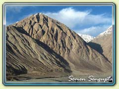 Barren mountain in snow desert, Ladakh