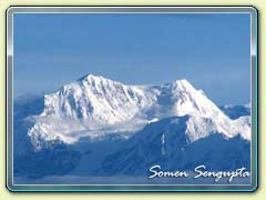 Zoomed view of Kabru North, South and Dome from Darjeeling Mall
