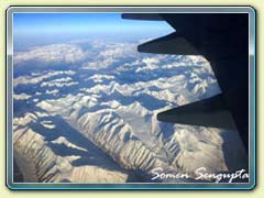 Aerial view of Himalayas on the way to leh