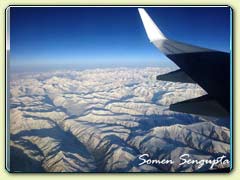 Aerial view of Himalayas on the way to leh