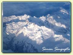 Aerial view of Himalayas on the way to leh