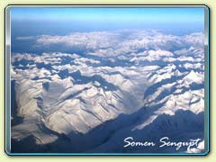 Aerial view of Himalayas on the way to leh