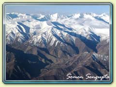 Aerial view of Himalayas on the way to leh
