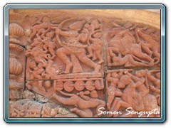 Terracotta works on walls of a temple at Ukcharan, Birbhum