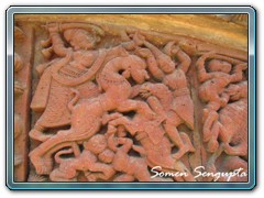 Terracotta works on walls of a temple at Ukcharan, Birbhum