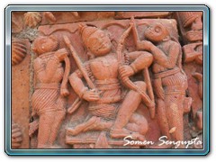 TTerracotta works on walls of a temple at Ukcharan, Birbhum