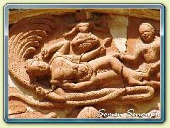 Terracotta works on the walls of temple at Hadal Narayanpur