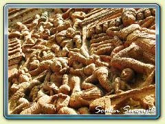 Terracotta works on the walls of temple at Hadal Narayanpur