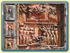 Terracotta works on the walls of temple at Hadal Narayanpur