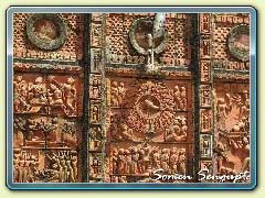 Terracotta works on the walls of temple at Hadal Narayanpur