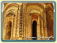 Terracotta works on the walls of temple at Hadal Narayanpur