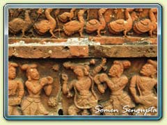 Terracotta works on the walls of temple at Diknagar