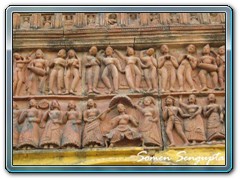 Terracotta works on walls of temple at Ghurisa, Birbhum