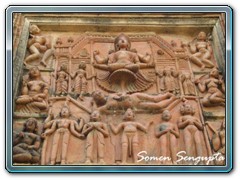 Terracotta works on walls of temple at Ghurisa, Birbhum