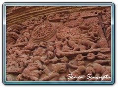 Terracotta works on walls of temple at Ghurisa, Birbhum